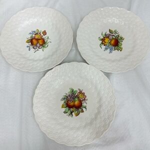 3 Copeland Spode Alden J Price Embossed Daisy‎ Border Fruit Flower #9-11 Plates